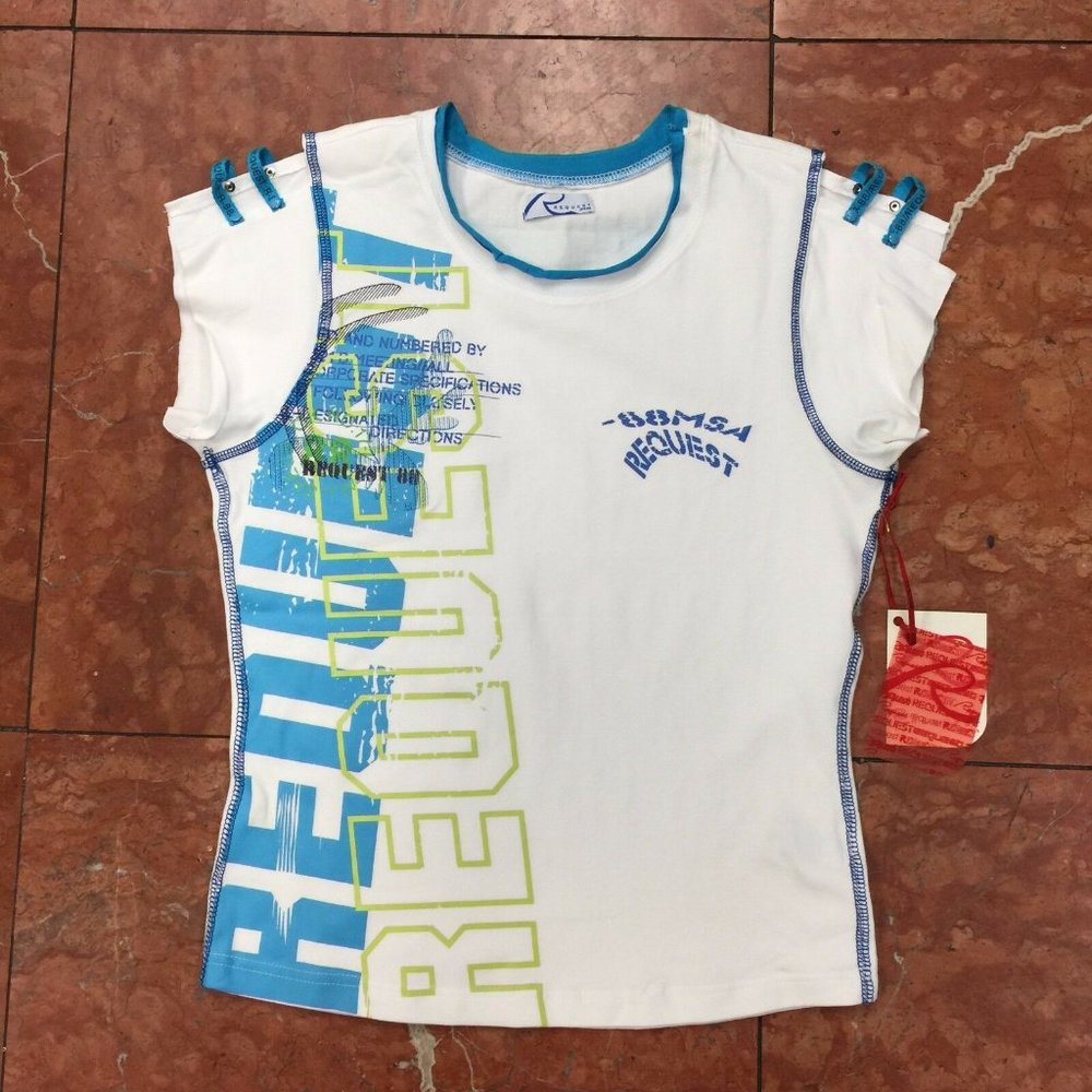 Women's Request White | Turquoise Tee Shirt
